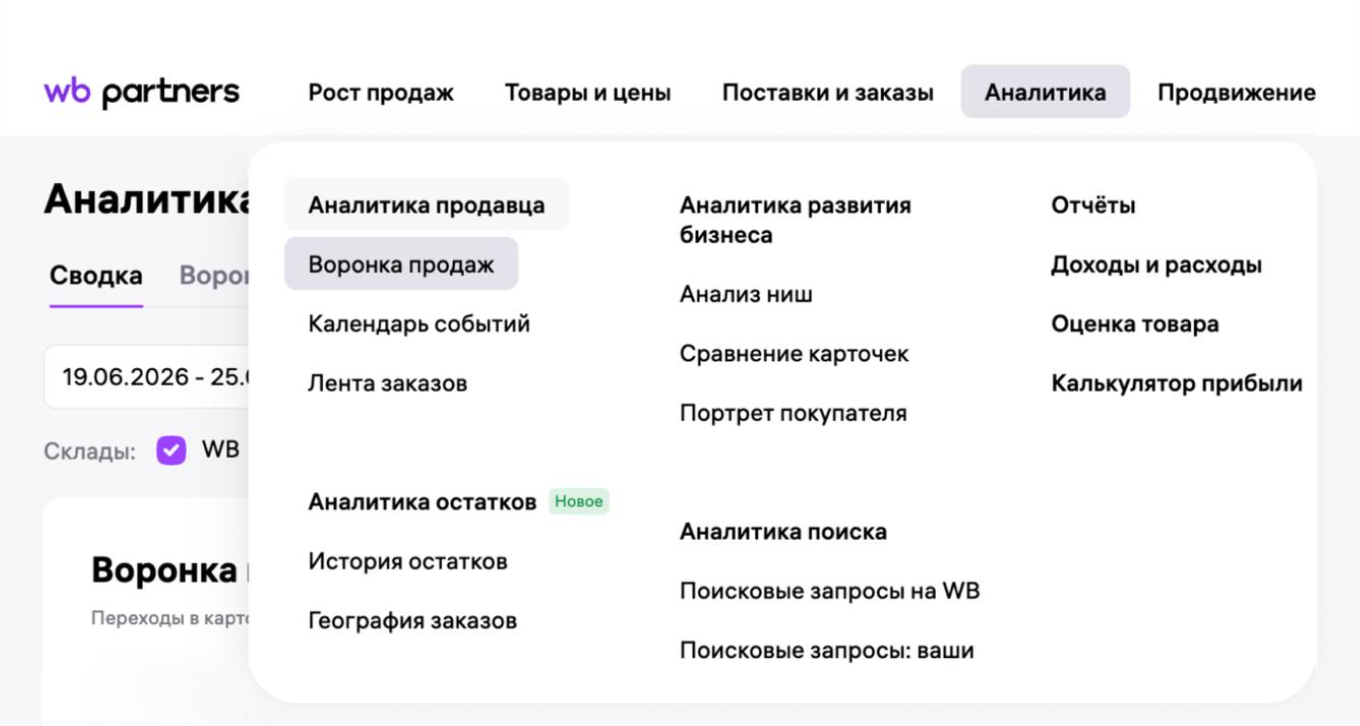 Воронка продаж на Wildberries