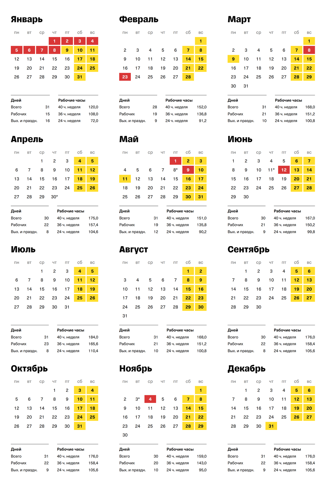 Производственный календарь на 2026 год