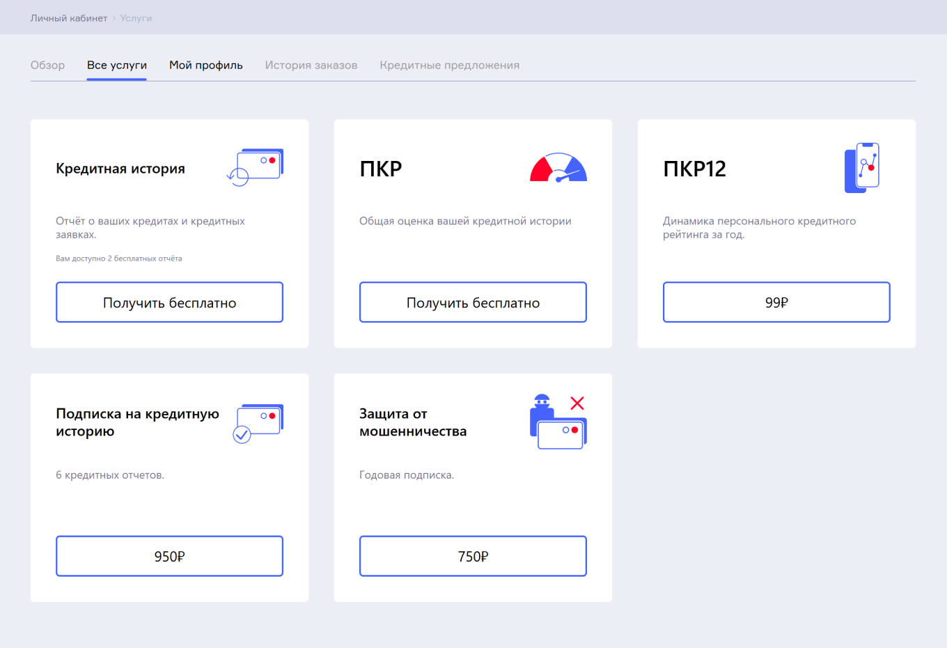 Национальное бюро кредитных историй: личный кабинет