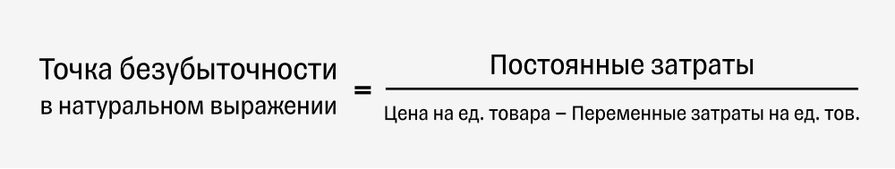 Рассчитать точку безубыточности : формула