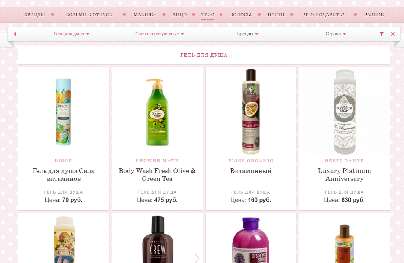 Интернет-магазин: каталог товаров