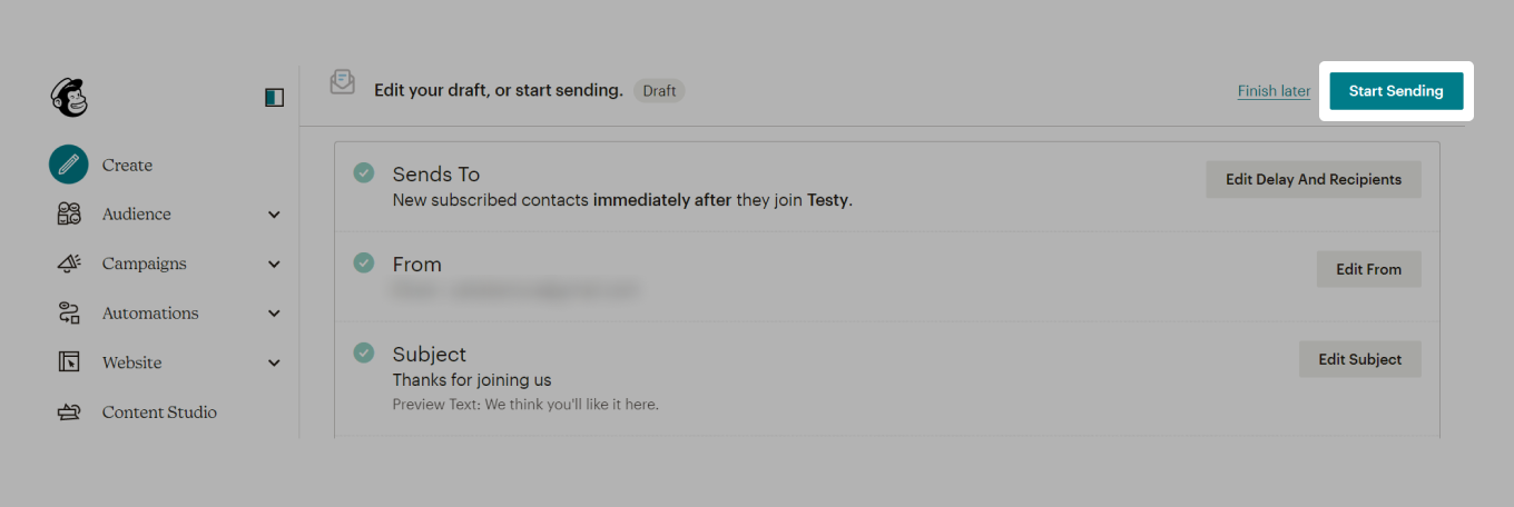 Запуск рассылки