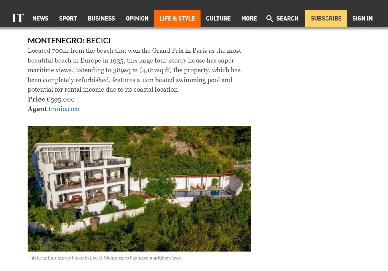 Фото Tranio в Irish Times