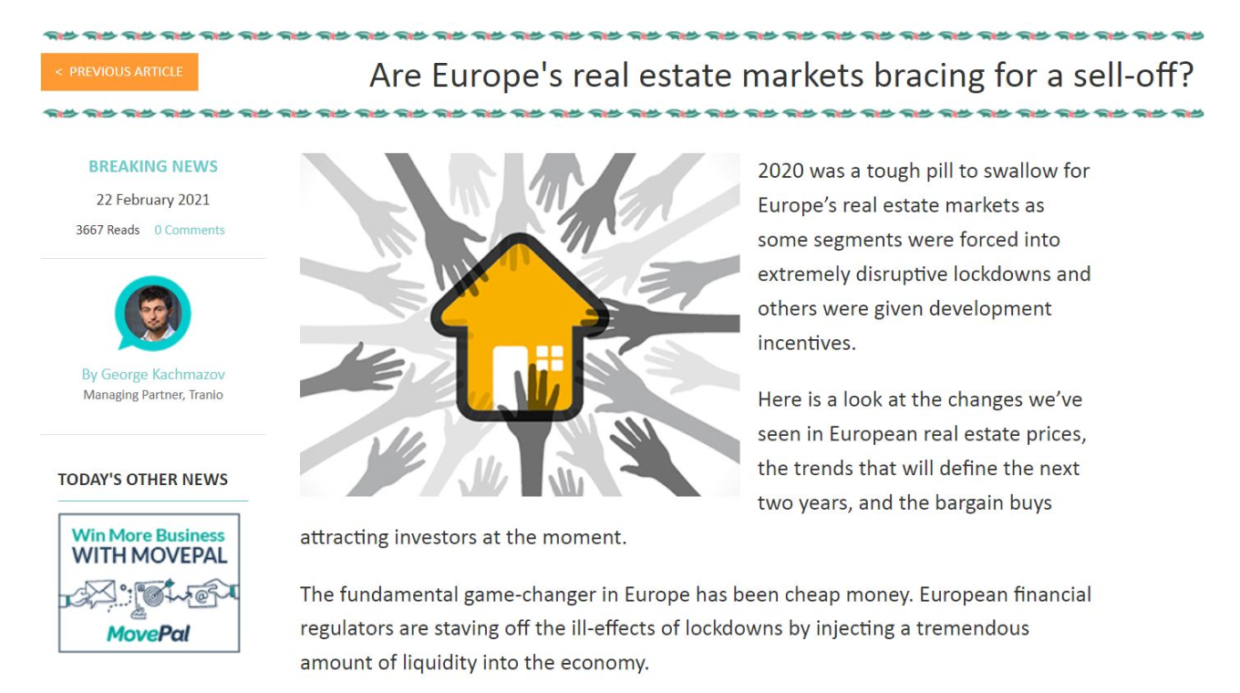 Колонка Георгия Качмазова на PropertyInvestorToday