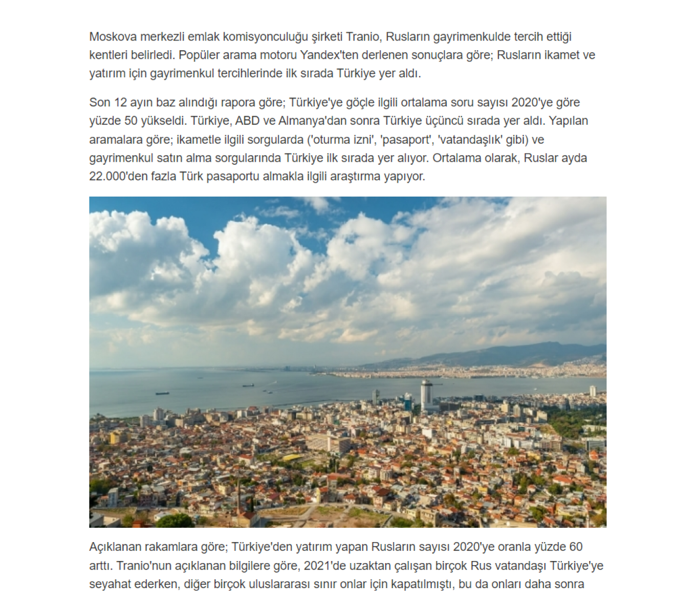 Статья Tranio в Emlak Kulisi