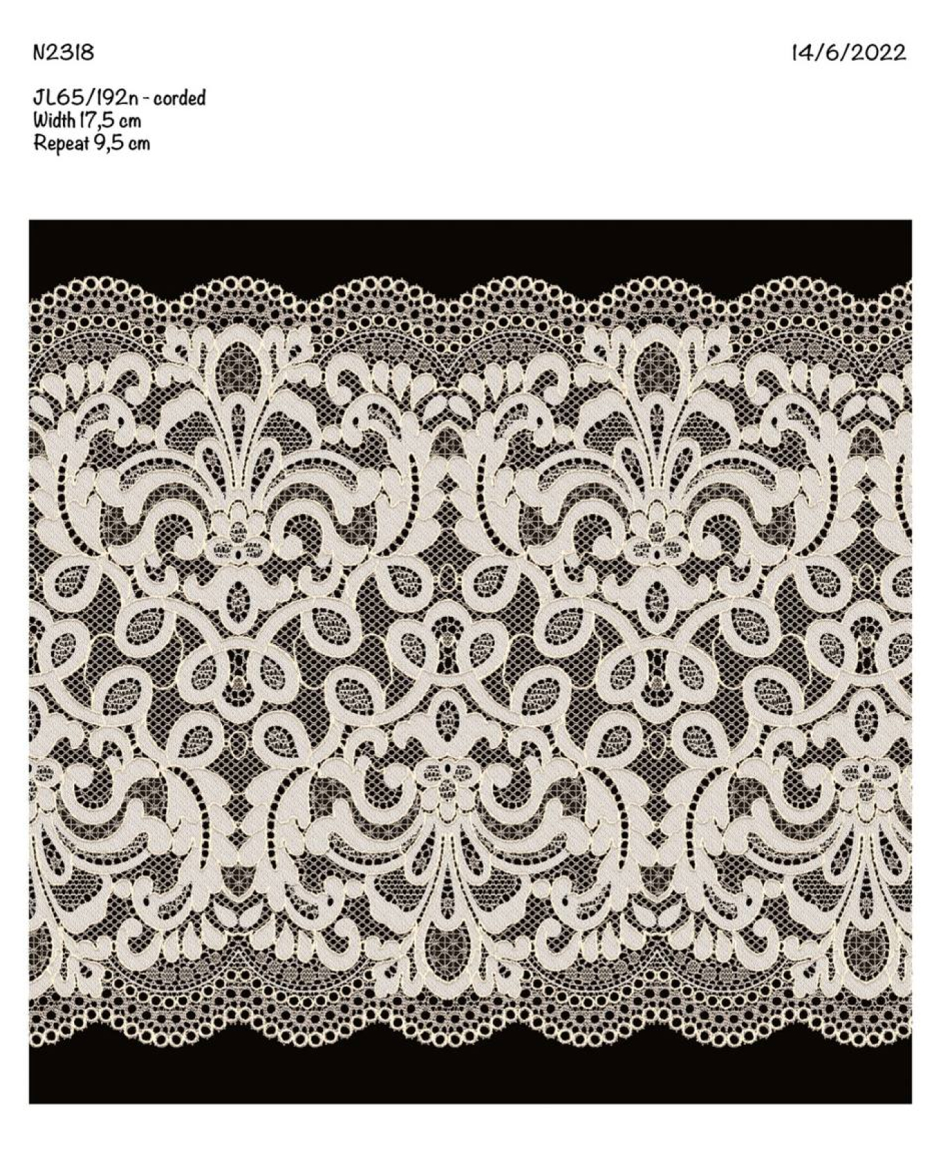 Образец кружева, созданного по эскизу заказчика