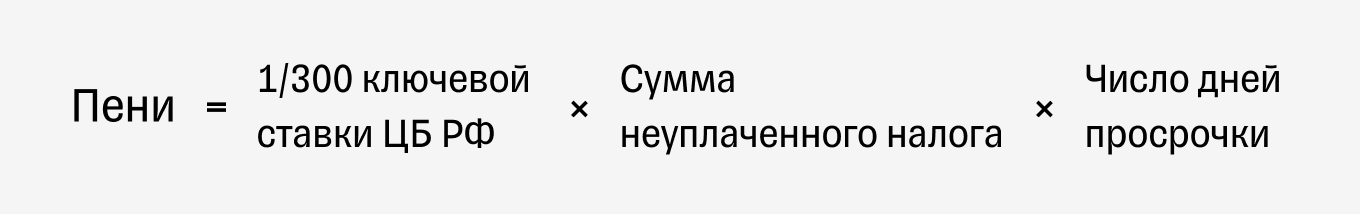 Формула расчета пени за просрочку уплаты налогов