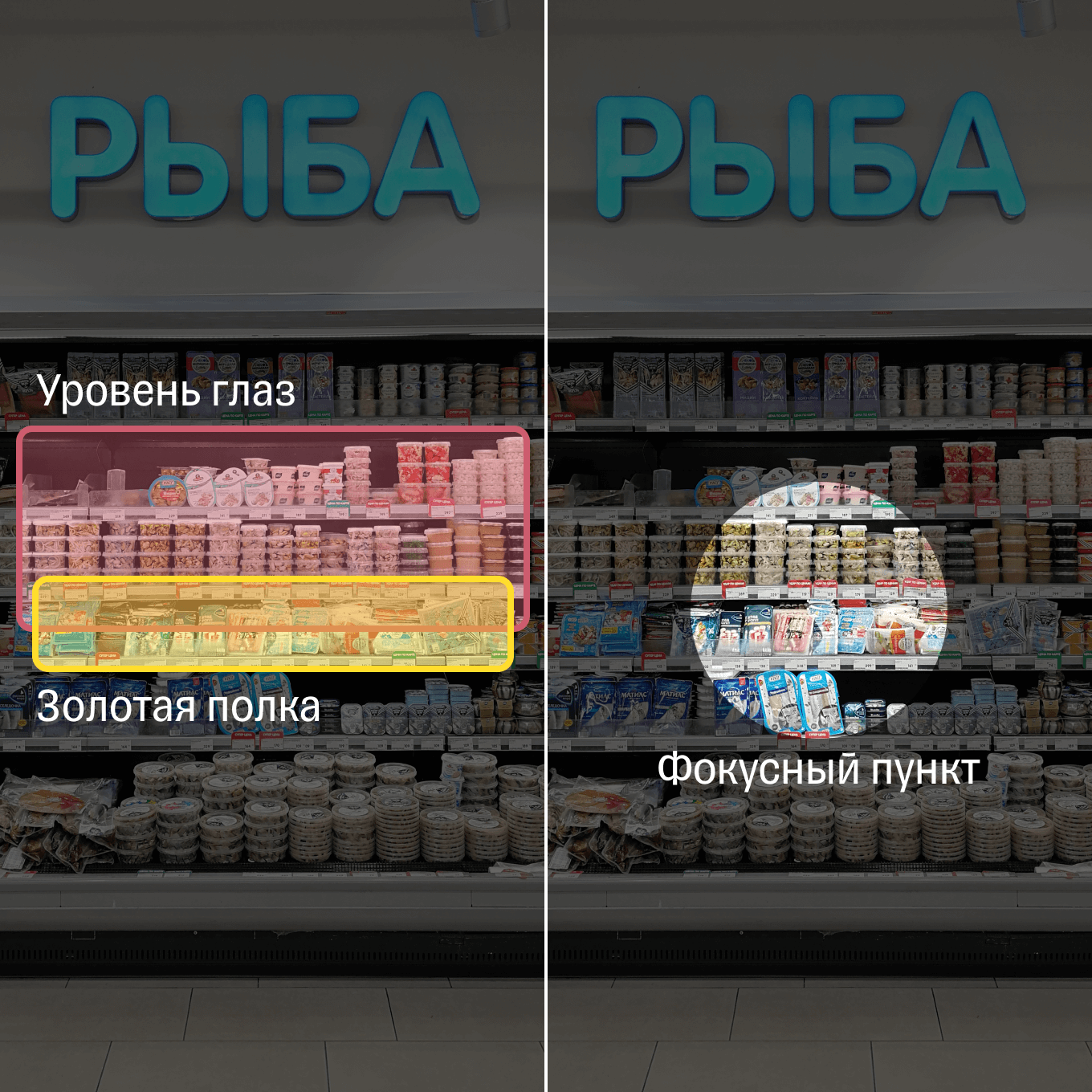 Пример выкладки товаров на уровне глаз
