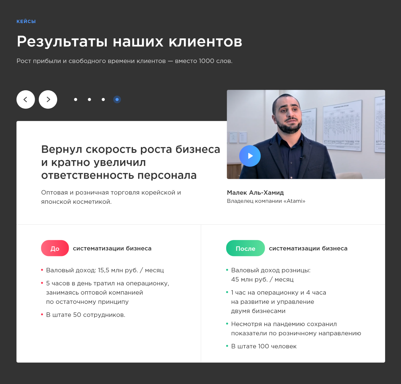 Лендинг о тренинге по систематизации бизнеса