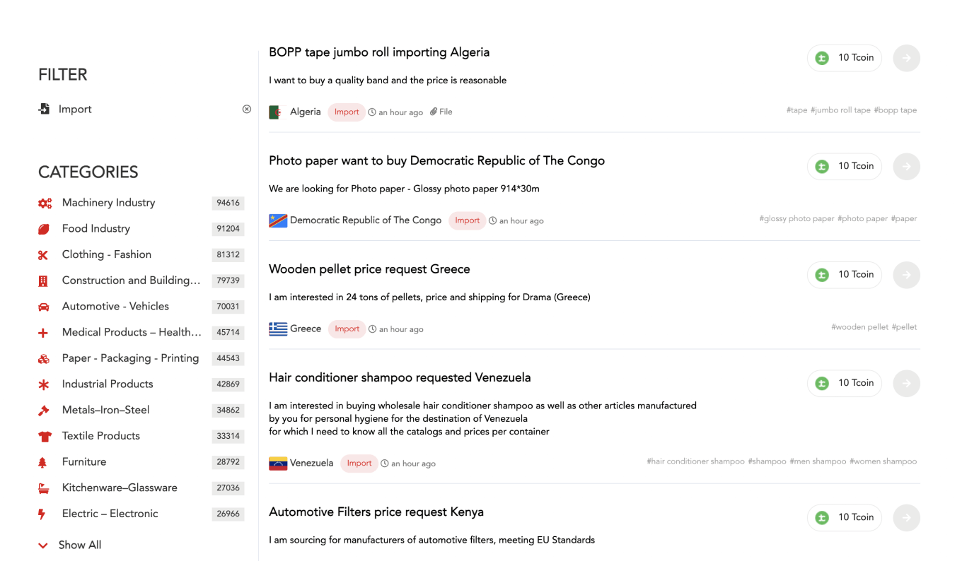 Раздел импорта на TurkishExporter