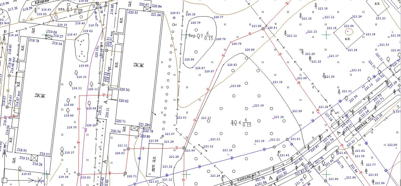 Топографическая основа с информацией о рельефной местности
