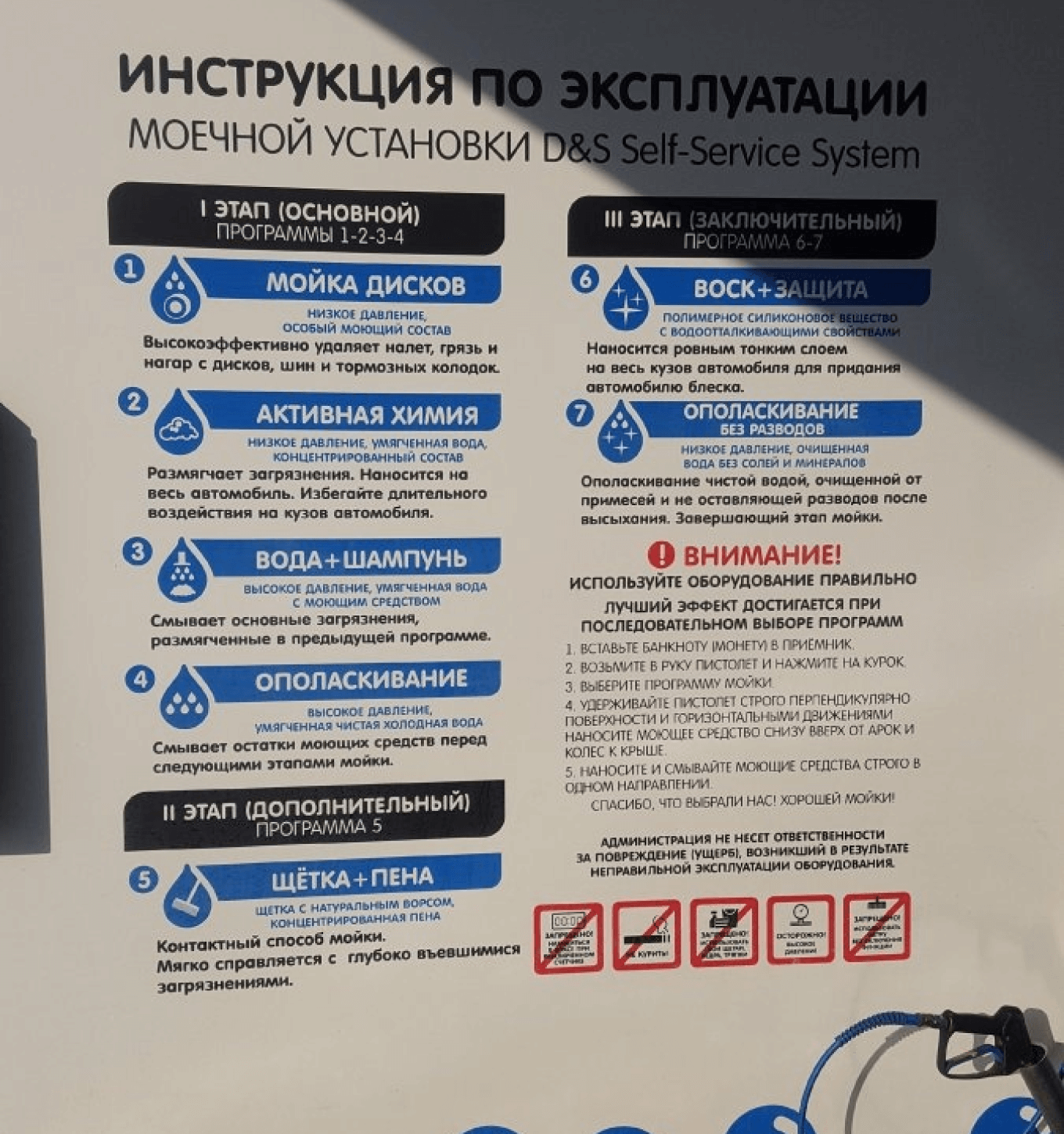 Инструкция по эксплуатации на мойке самообслуживания