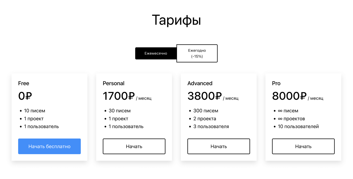 EmailMaker: тарифы