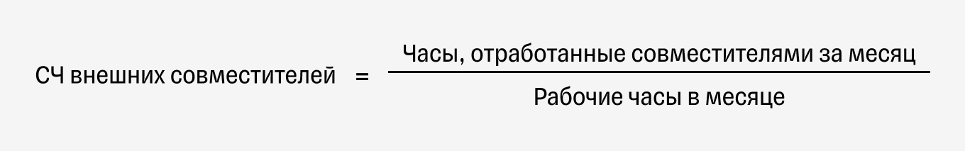 Формула расчета средней численности внешних совместителей и исполнителей по ГПД
