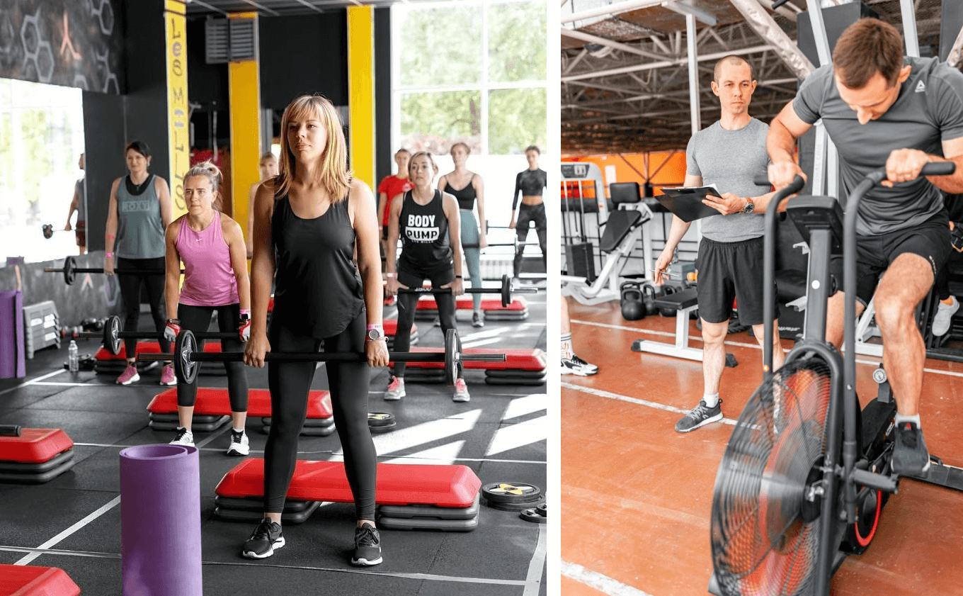 Справа — фитнес-студия «Орехи-центр», слева — фитнес-клуб INFIZ GYM