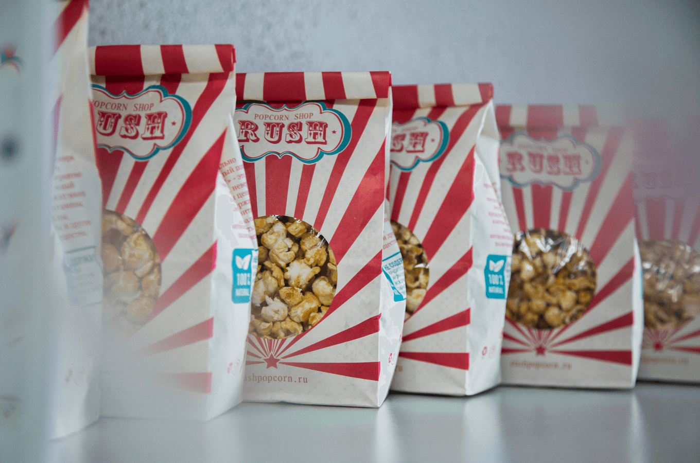 Крафтовая упаковка попкорна RUSH