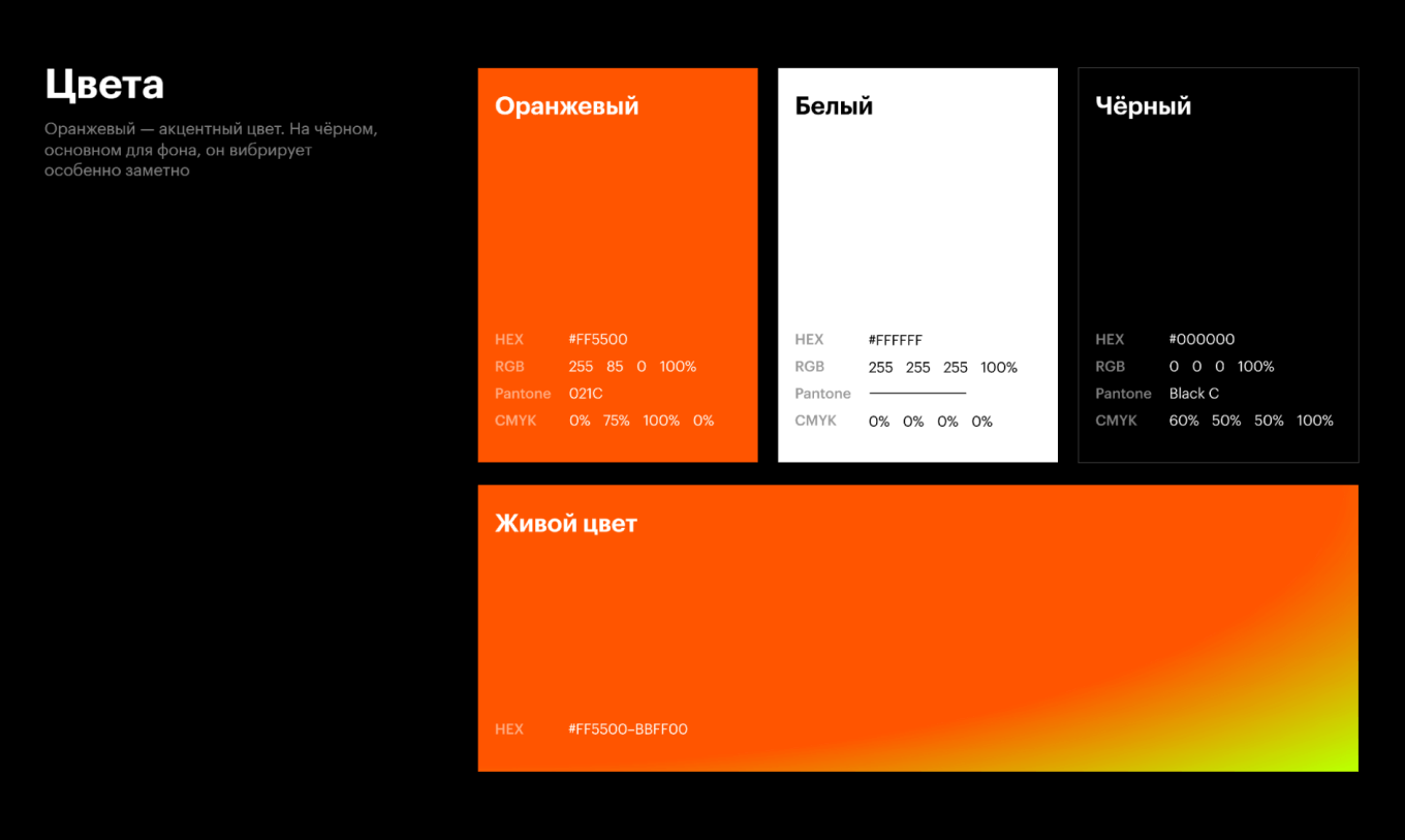 Правила использования цветов в гайдлайне