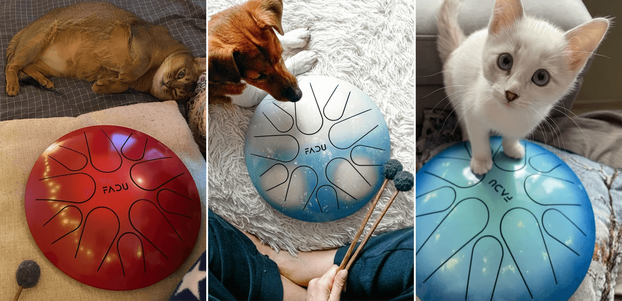 Фото барабанов FaduDrum с питомцами покупателей в отзывах о товаре