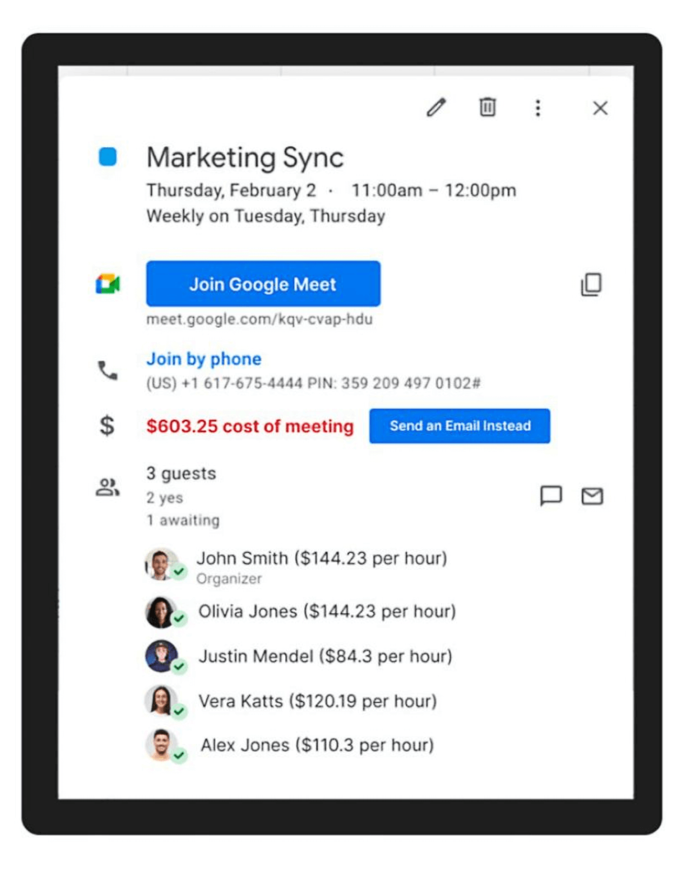 Google Calendar: как рассчитать стоимость встречи