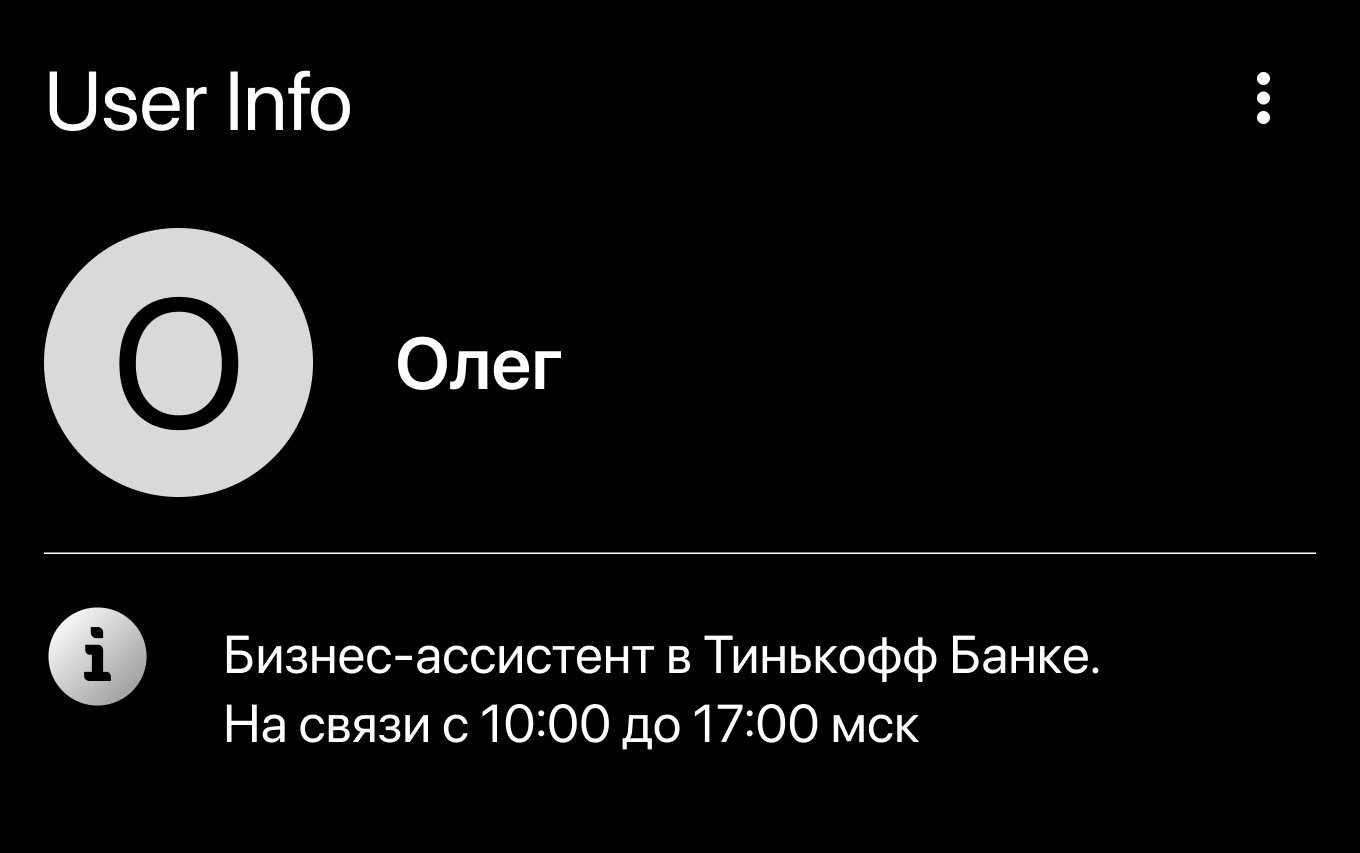 Рабочие часы в описании аккаунта