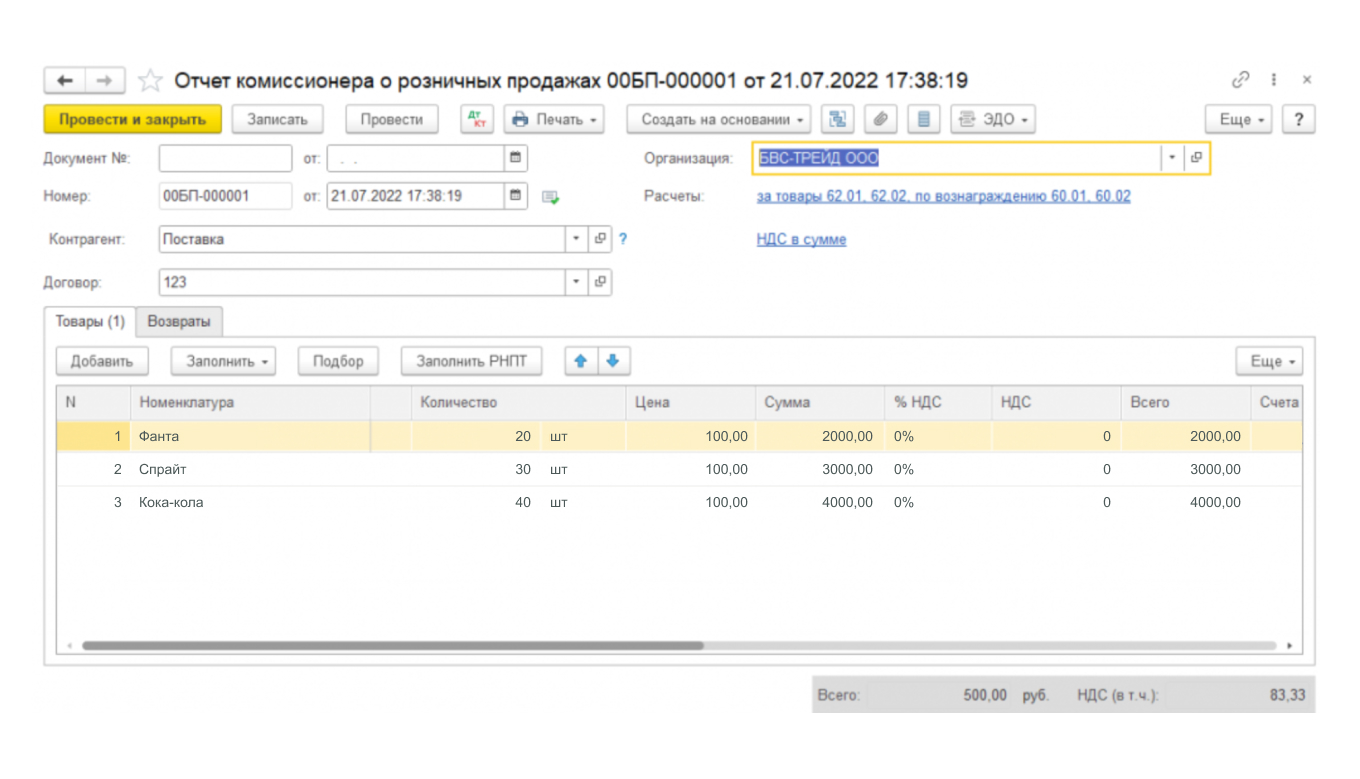 Отчет о розничных продажах