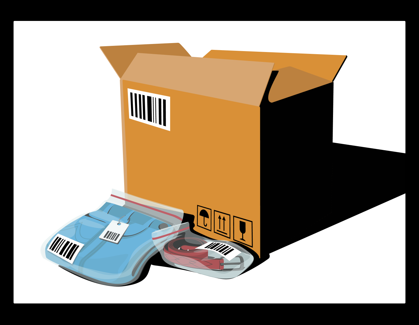 Лучше разместить штрихкоды на каждом элементе составного отправления