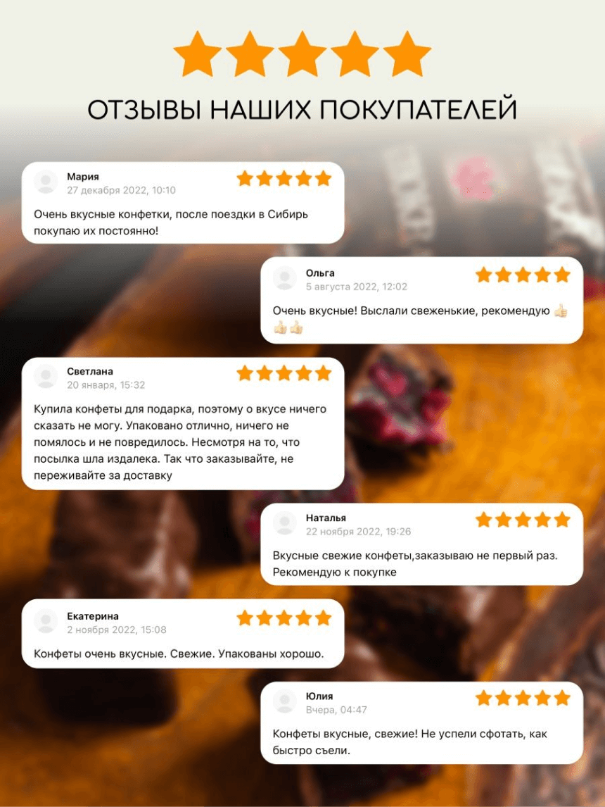 Отзывы покупателей можно добавить в инфографику