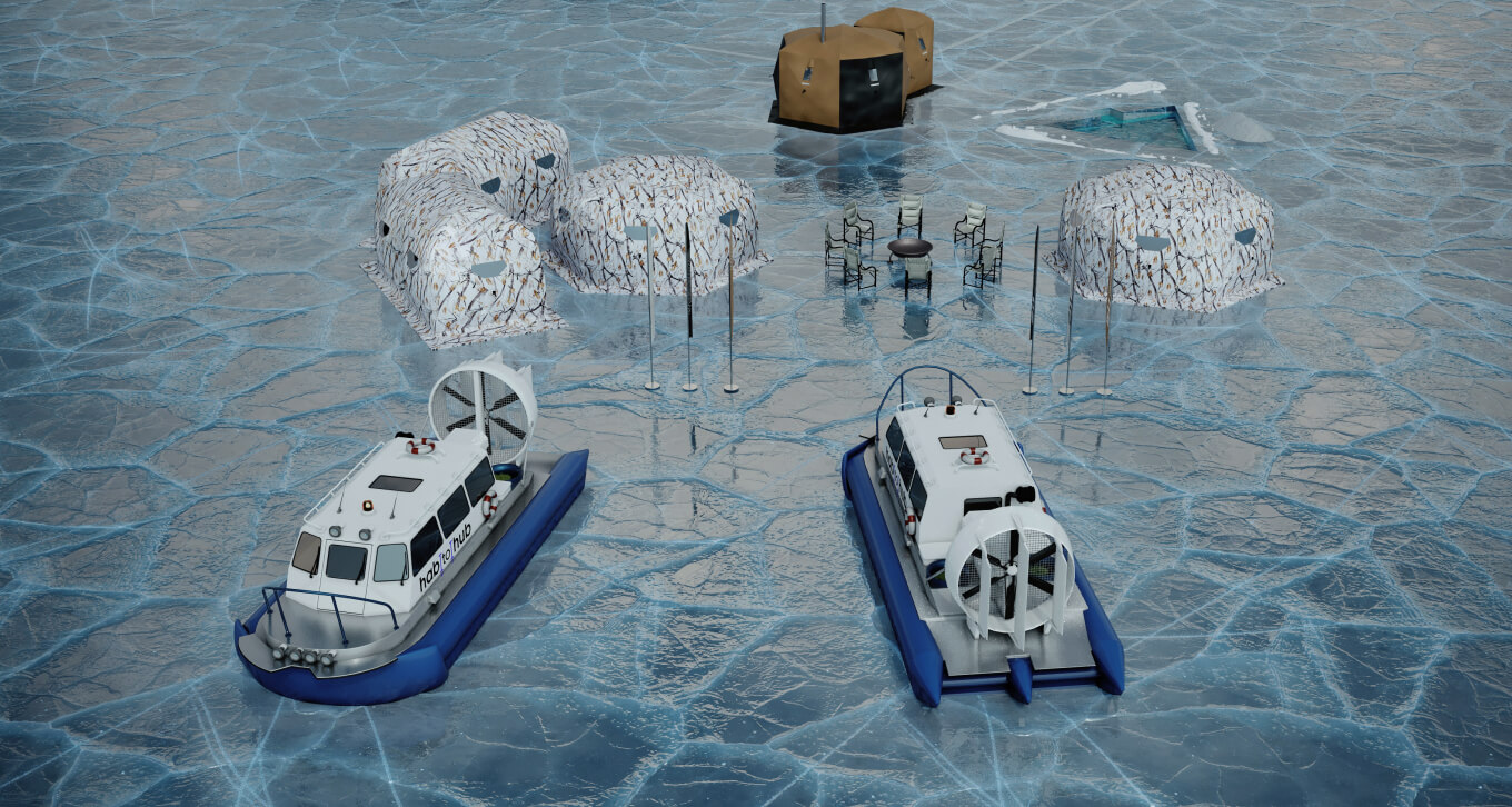 3D-рендер кемпа на Байкале