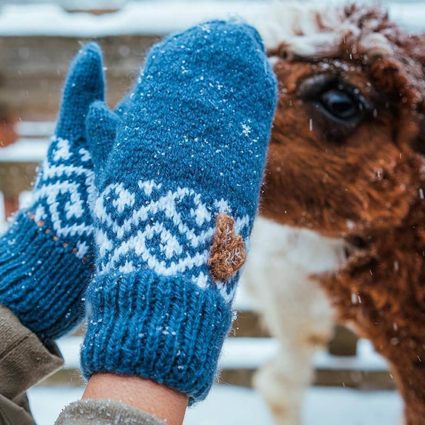 Варежки с шерстью лам для проекта BIOCAD