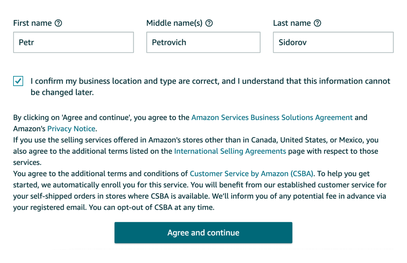Регистрация на Amazon