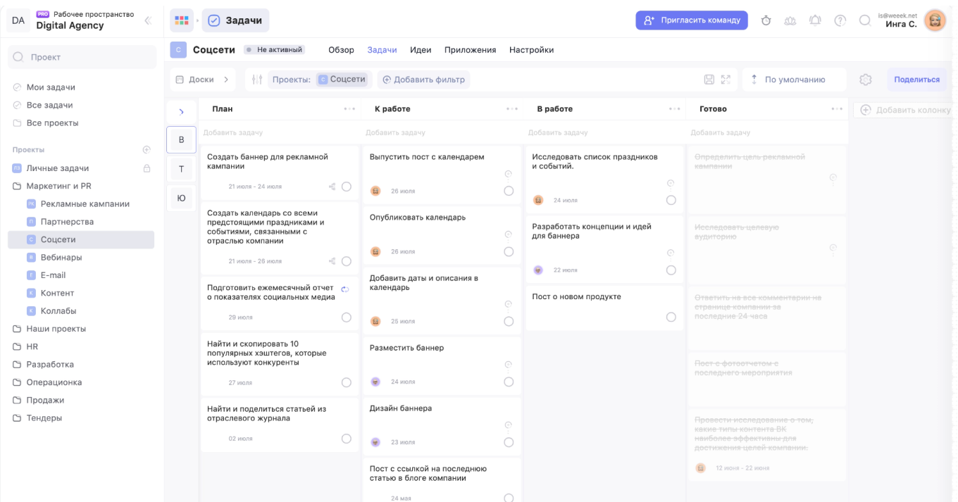 Канбан-доска: пример