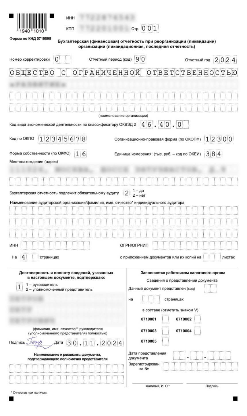 Бухгалтерская отчетность ООО