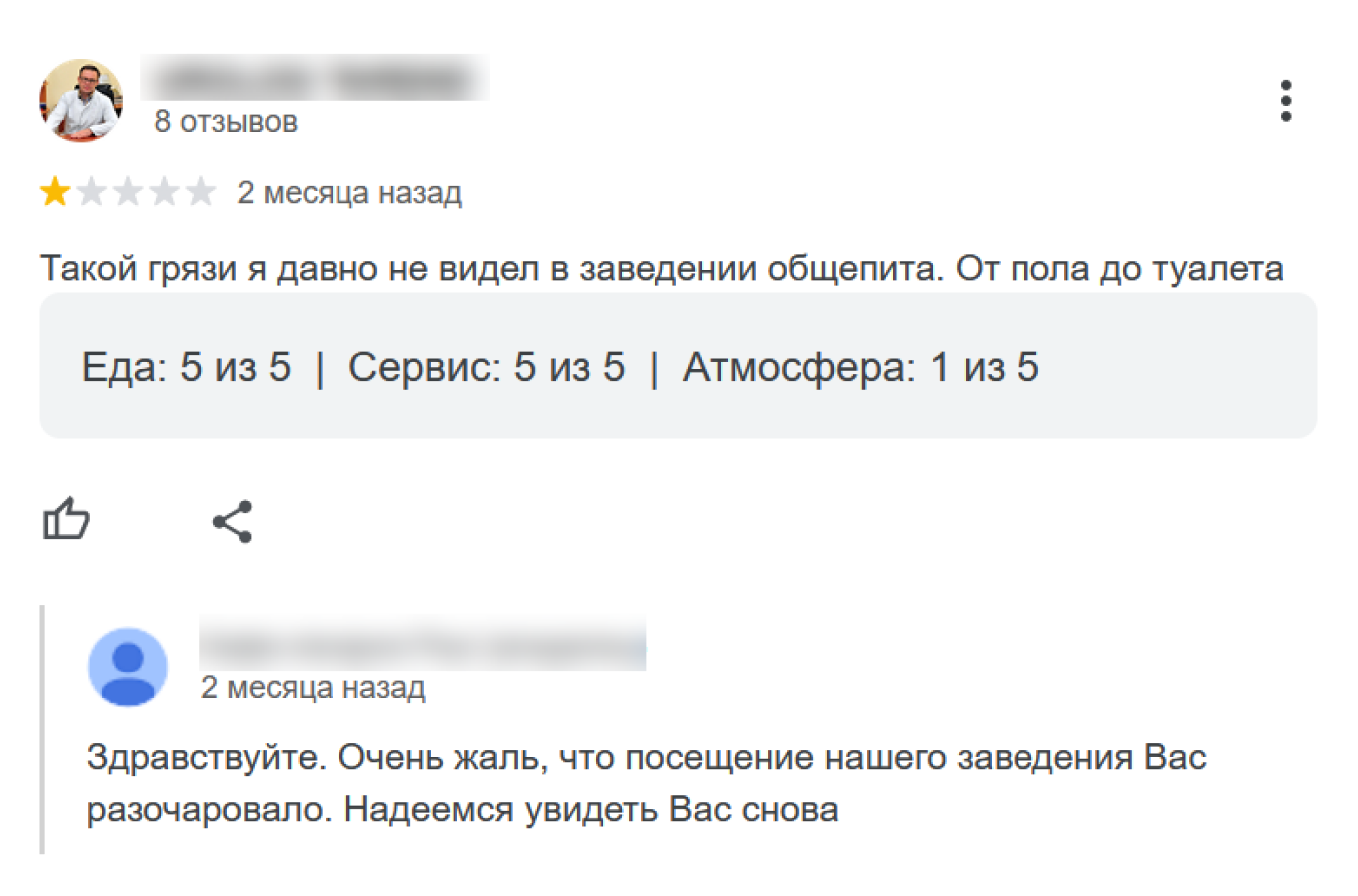 Холодный ответ на отзыв клиента