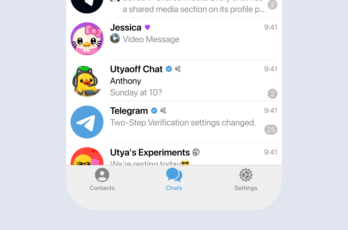 Интерфейс приложения Telegram