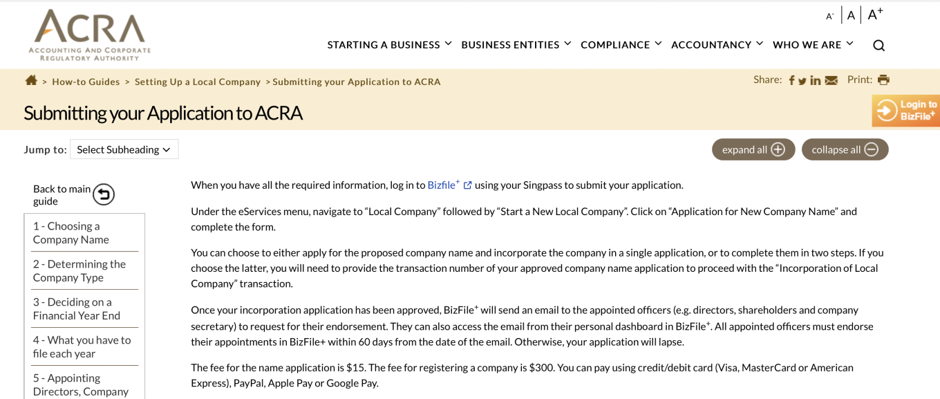 Регистрация бизнеса в Сингапуре онлайн