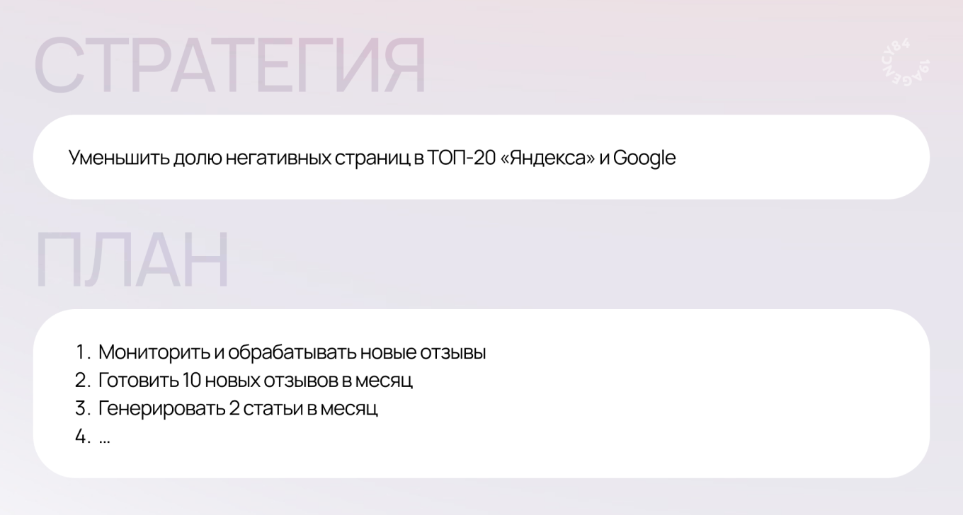 Пример стратегии и плана