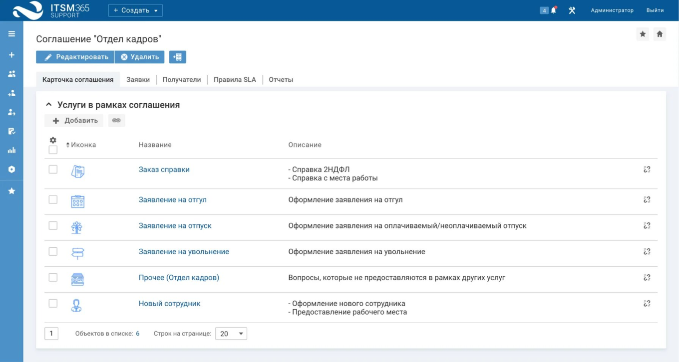 Каталог услуг