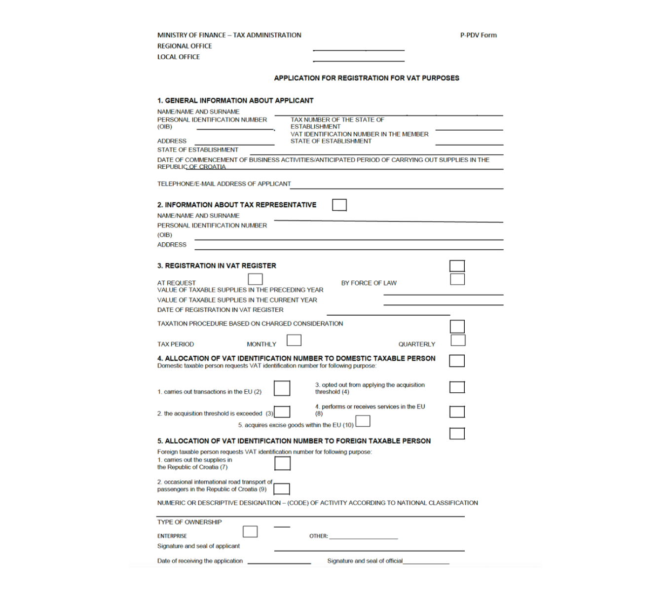 Получение налогового номера