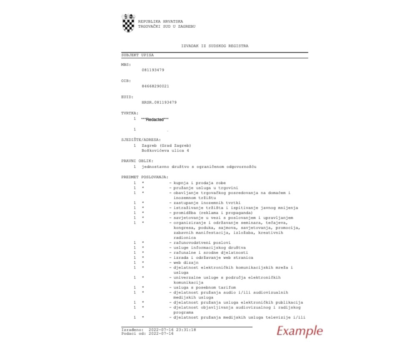 Сертификат о репутации компании