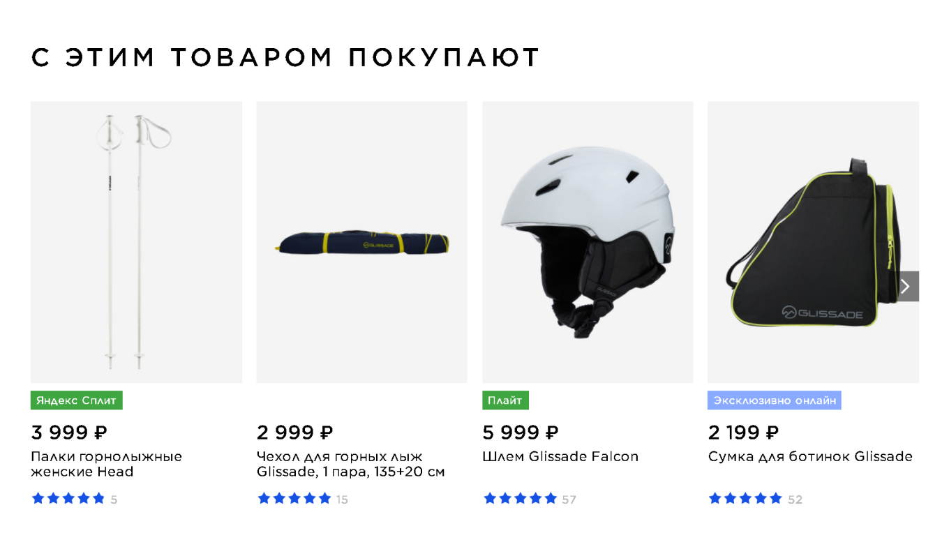 Товары, покупаемые с лыжами