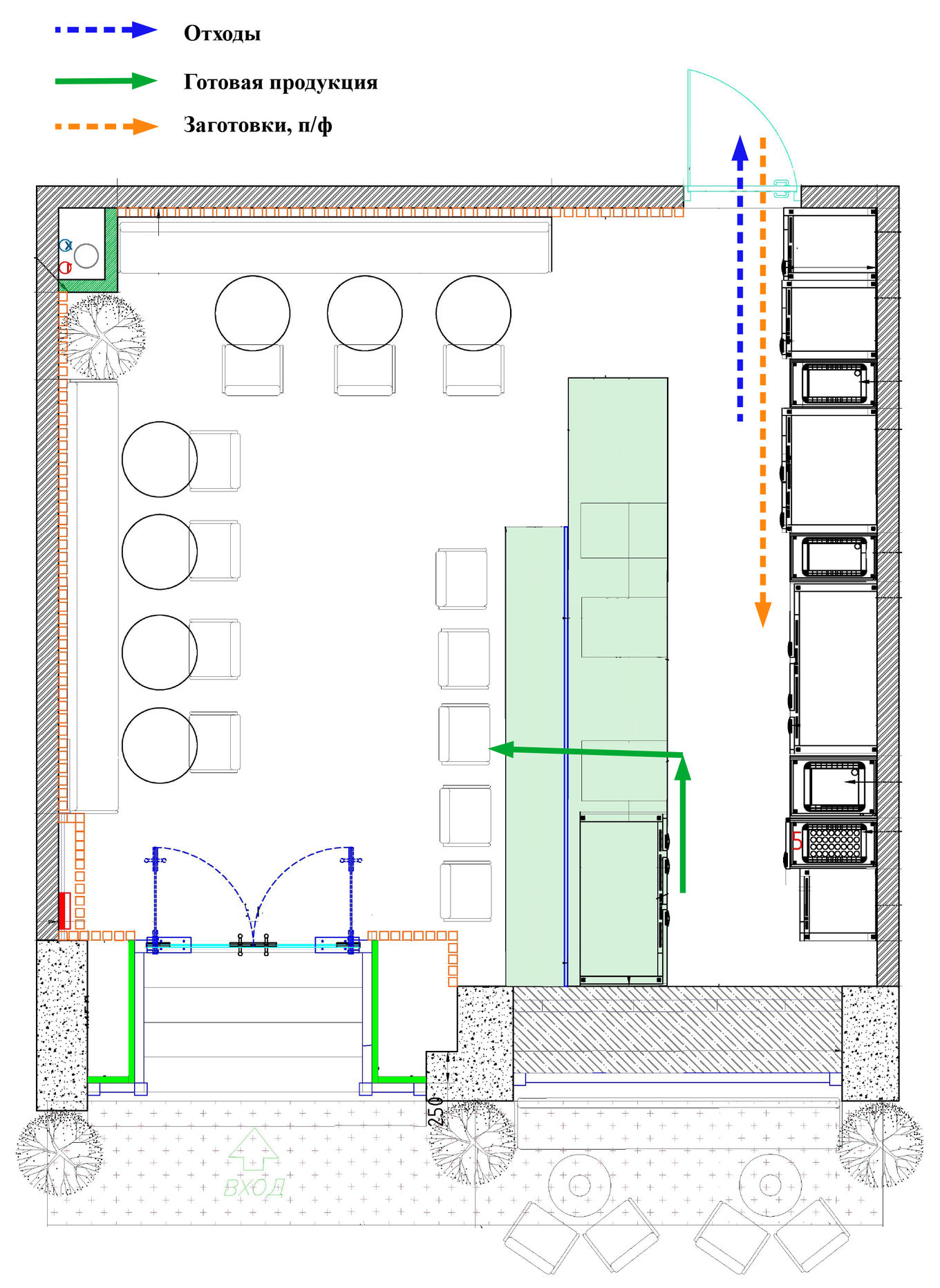 Проект кухни кафе на небольшой площади