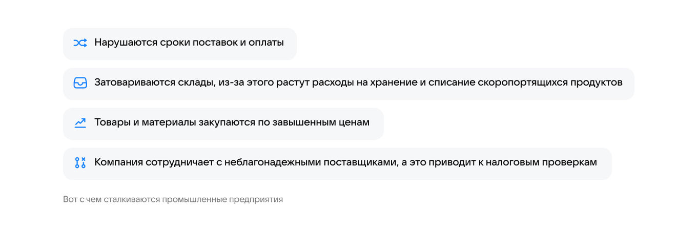 Пример проблем в промышленности