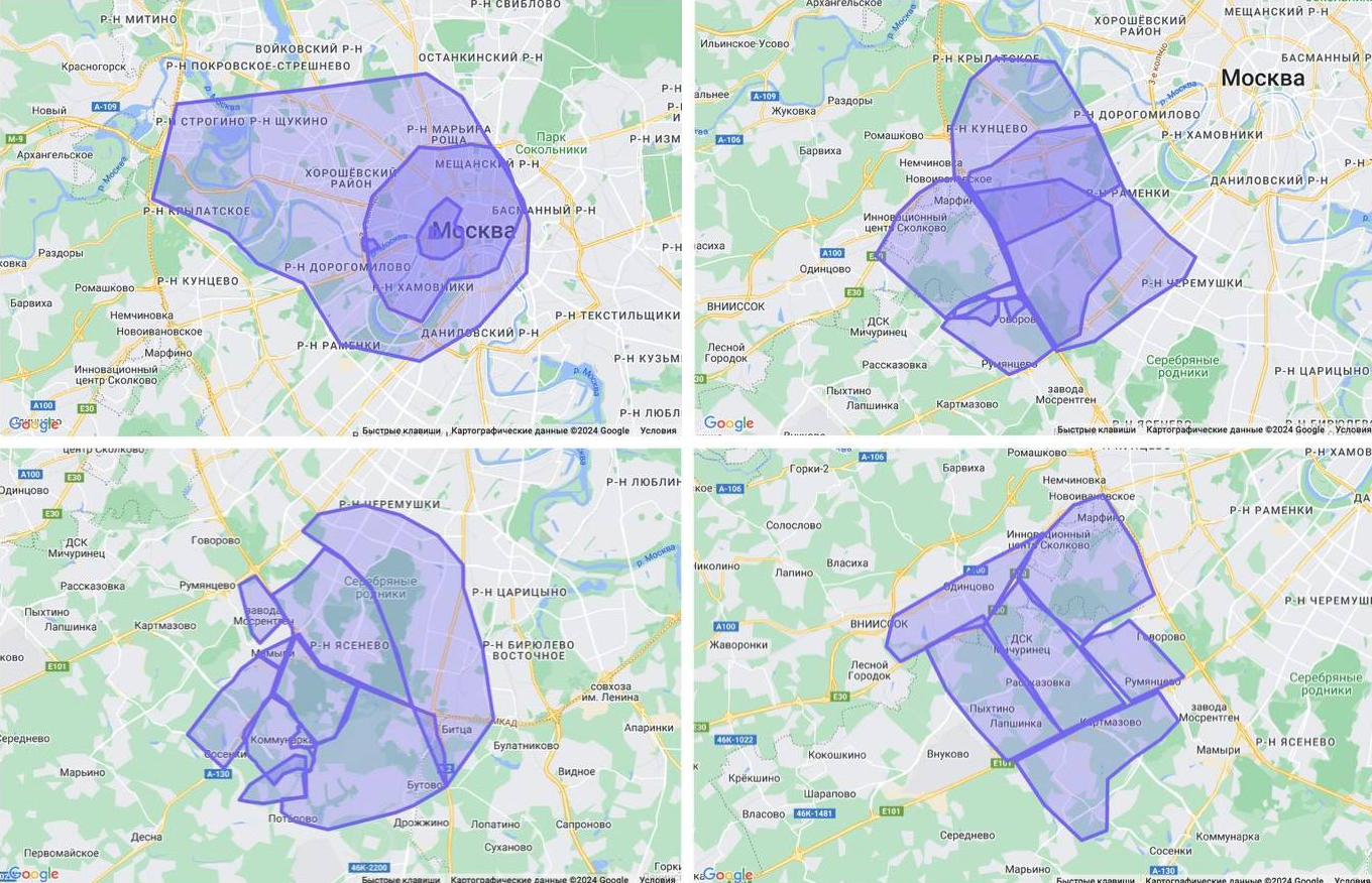 Карта доставки Москвы