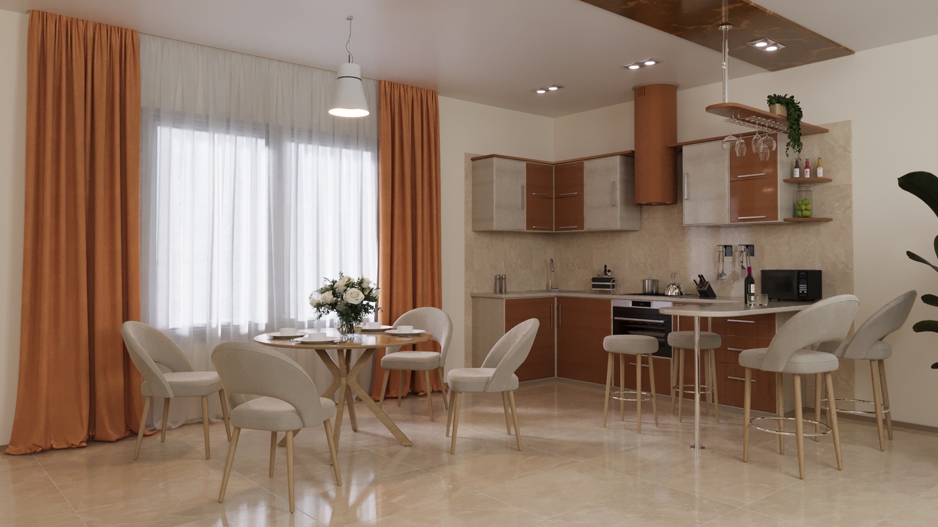 Оформление кухни в едином стиле коллекцией “Классика”