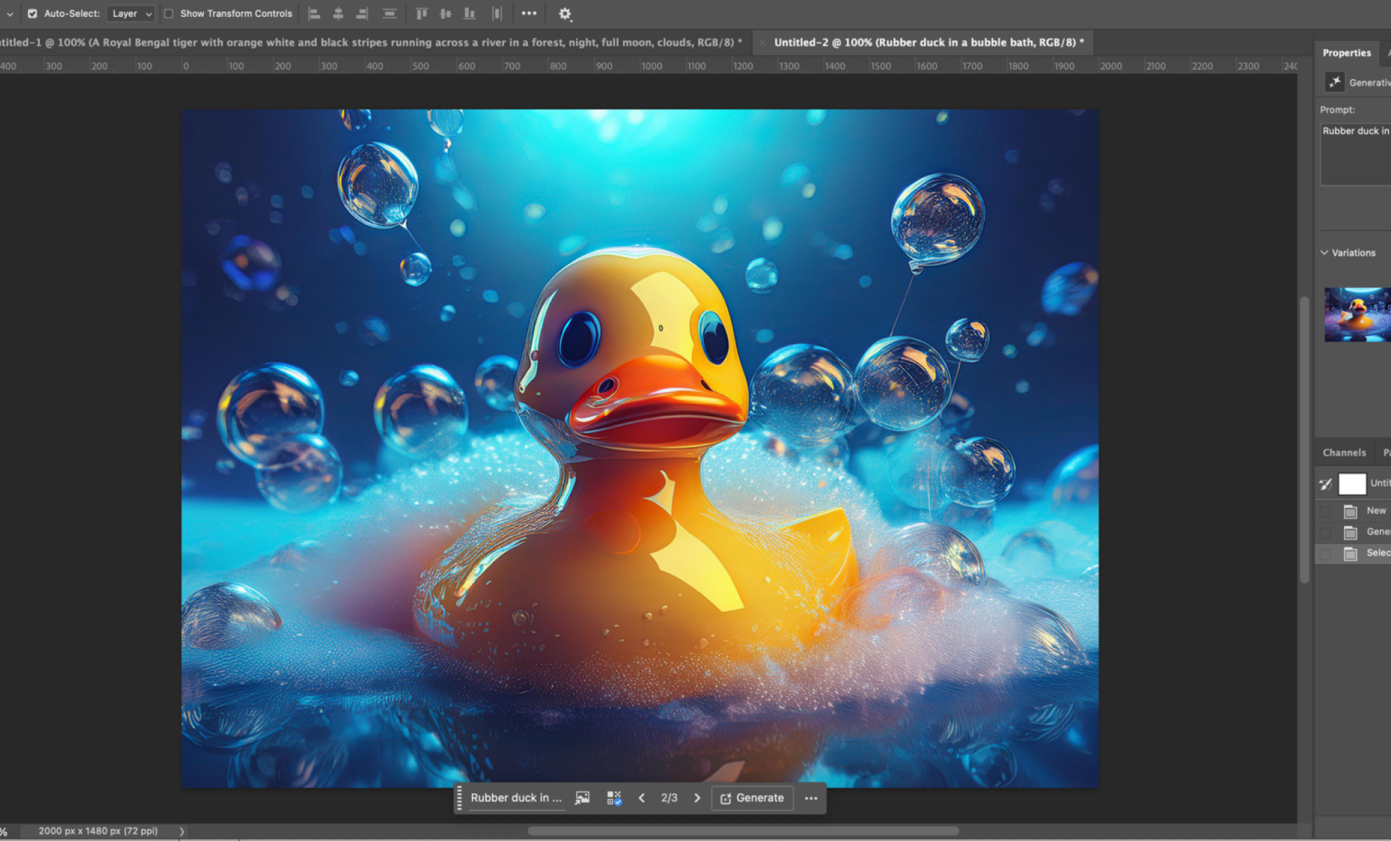Генерация картинки по запросу «rubber duck in a bubble bath», вариант 2