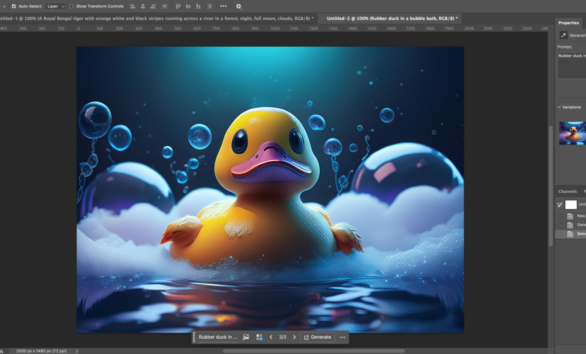 Генерация картинки по запросу «rubber duck in a bubble bath», вариант 3