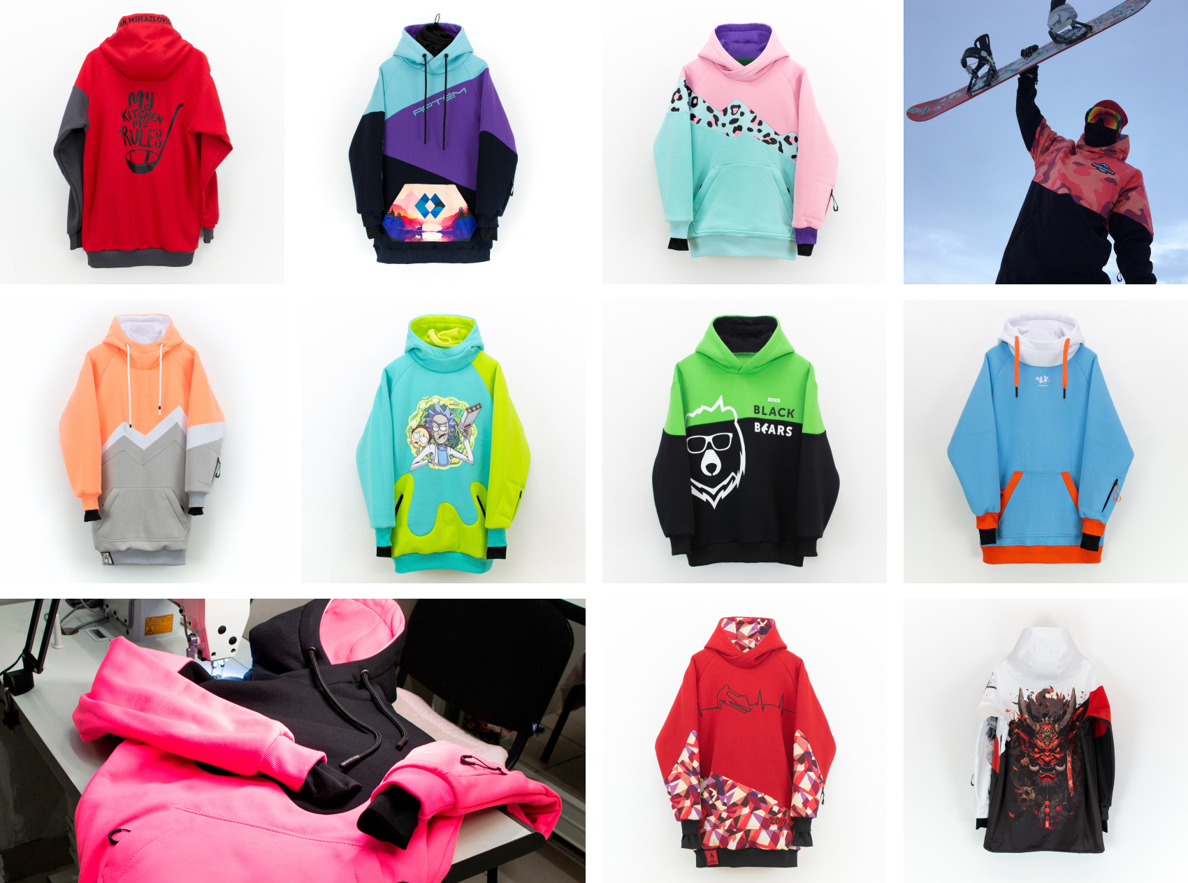 Сноубордические худи с уникальным дизайном и кастомизированным кроем