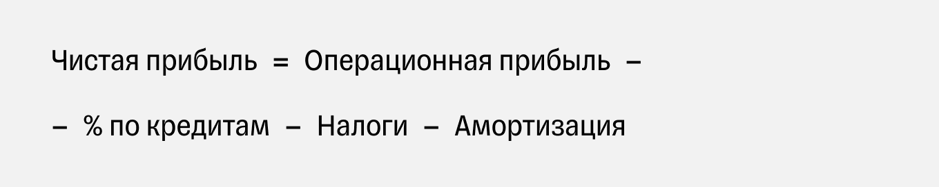 Формула расчета чистой прибыли