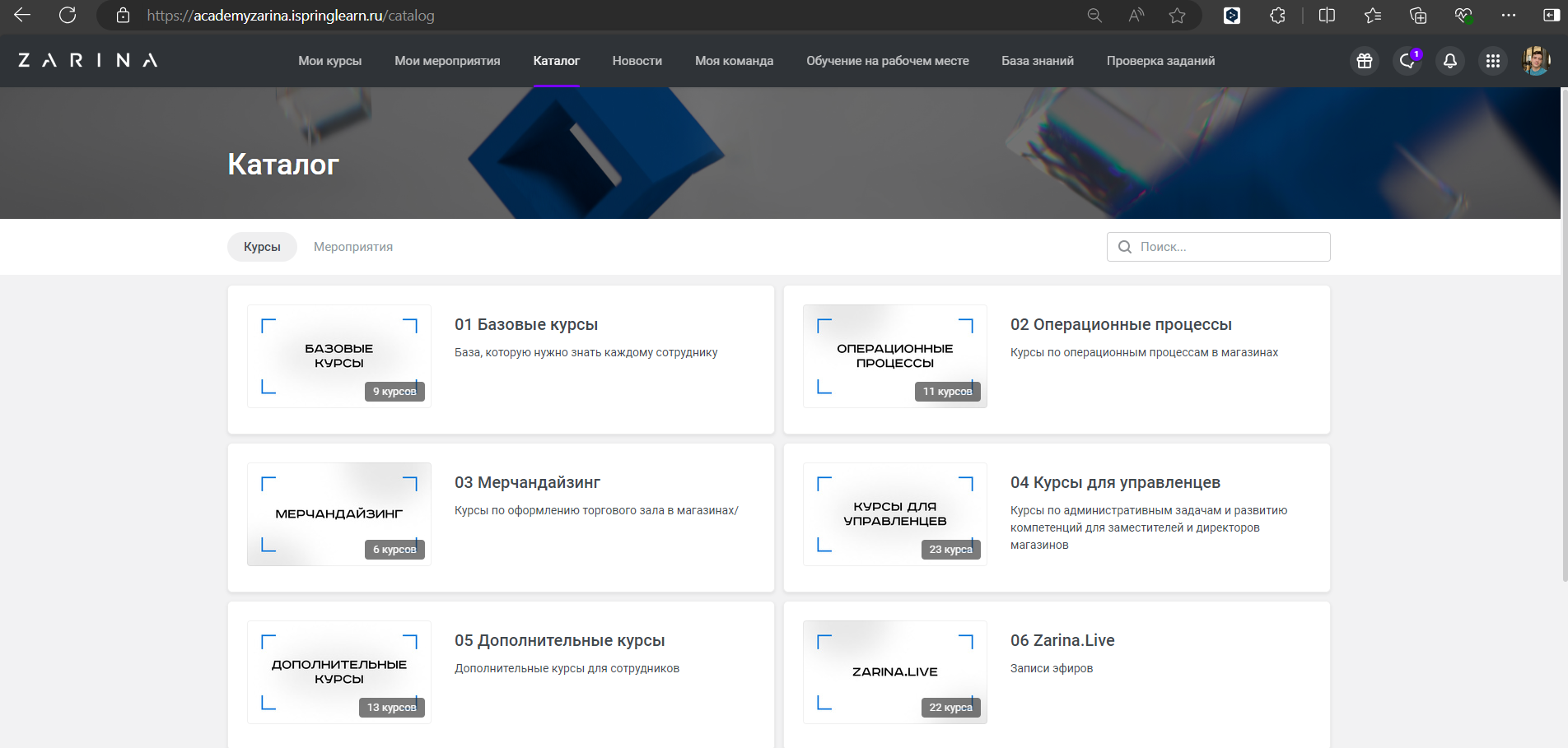 Каталог курсов «Академии Zarina»