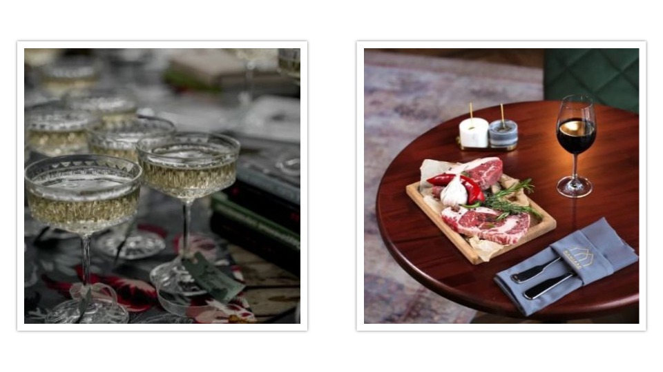 Меню ресторана предлагает блюда европейской, итальянской кухни, а также морепродукты